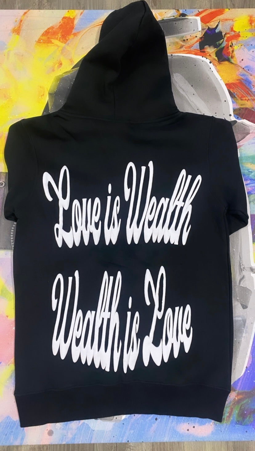 “Love is Wealth Wealth is Love” Hoodie (Black&Grey)